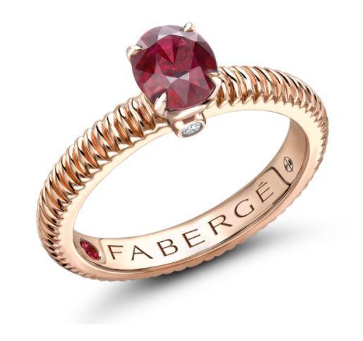 FColours of Love 18ct Rose Gold Ruby Diamond Fluted Ring