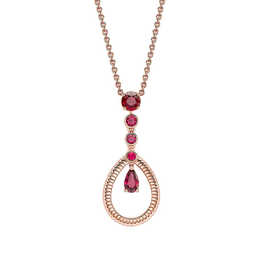 FColours of Love 18ct Rose Gold Ruby Fluted Teardrop Pendant