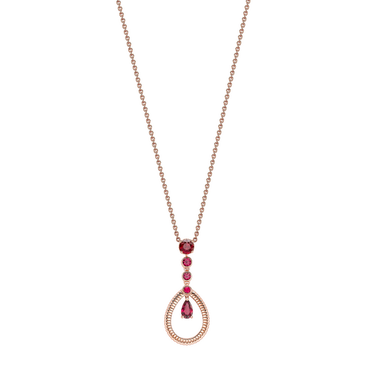 FColours of Love 18ct Rose Gold Ruby Fluted Teardrop Pendant