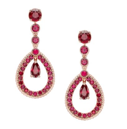 FColours of Love 18ct Rose Gold Ruby Teardrop Earrings