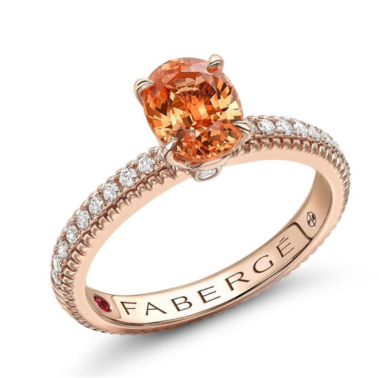 FColours of Love 18ct Rose Gold Spessartite Diamond Fluted Ring