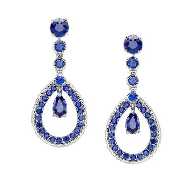 FColours of Love 18ct White Gold Sapphire Teardrop Earrings