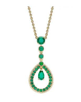 FColours of Love 18ct Yellow Gold Emerald Teardrop Pendant