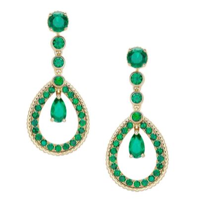 FColours of Love 18ct Yellow Gold Emerald Teardrop Earrings