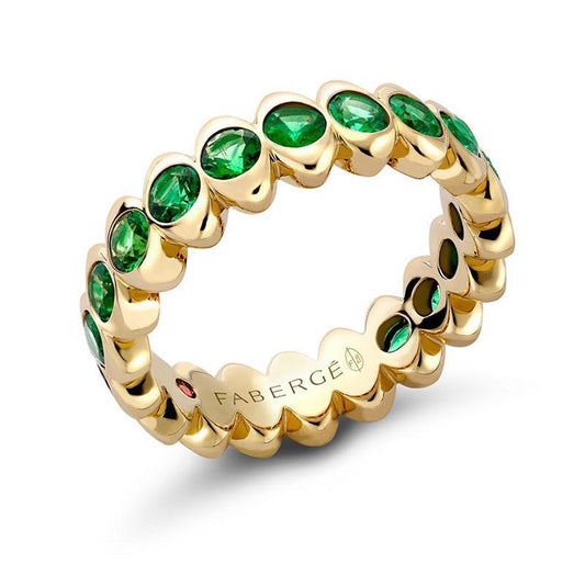 FColours of Love Cosmic Curve 18ct Yellow Gold Emerald Eternity Ring