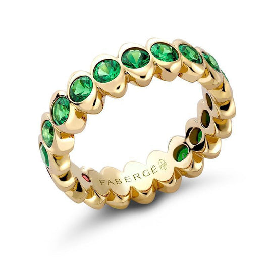 FColours of Love Cosmic Curve 18ct Yellow Gold Tsavorite Eternity Ring