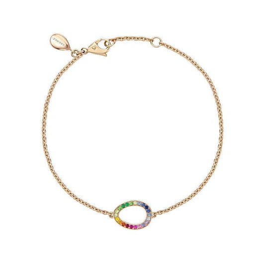 FColours of Love Sasha 18ct Rose Gold Rainbow Gemstone Egg Bracelet