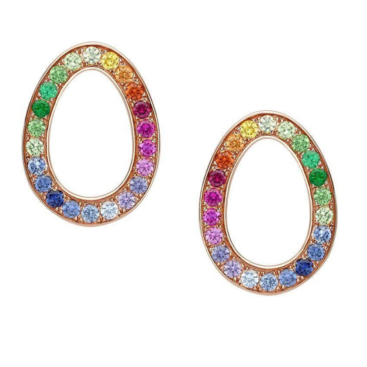 FColours of Love Sasha 18ct Rose Gold Rainbow Gemstone Egg Earrings