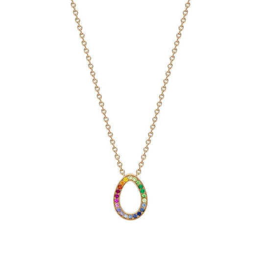 FColours of Love Sasha 18ct Rose Gold Rainbow Gemstone Egg Necklace