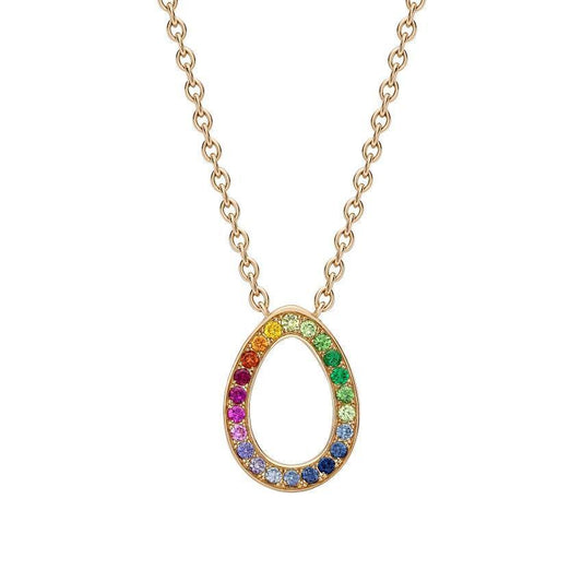 FColours of Love Sasha 18ct Rose Gold Rainbow Gemstone Egg Necklace