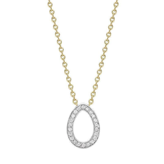 FColours of Love Sasha 18ct White and Yellow Gold Diamond Egg Pendant