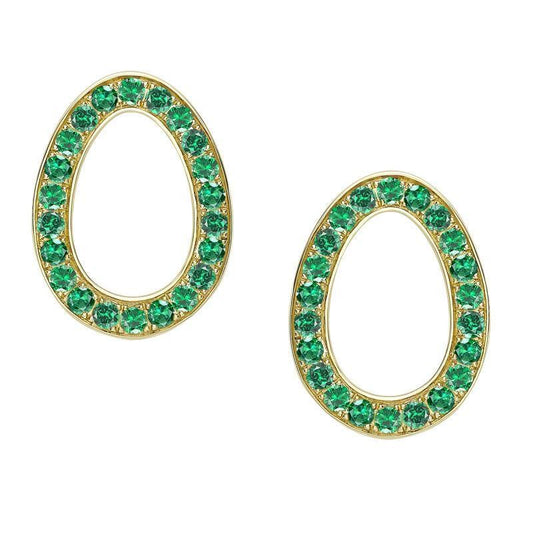 FColours of Love Sasha 18ct Yellow Gold Emerald Egg Earrings