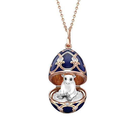 FHRose Gold Dark Blue Locket with Polar Bear Surprise