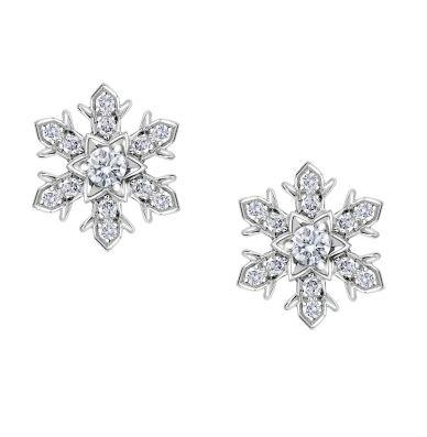 FImperial 18ct White Gold Diamond Snowflake Stud Earrings