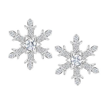 FImperial 18ct White Gold Diamond Snowflake Large Stud Earrings