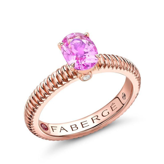 FColours of Love 18ct Rose Gold Pink Sapphire Fluted Ring