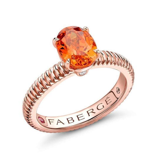 FColours of Love 18ct Rose Gold Spessartite Fluted Ring