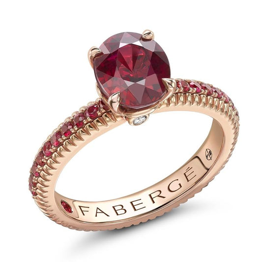 FColours of Love 18ct Rose Gold Ruby Fluted Ring