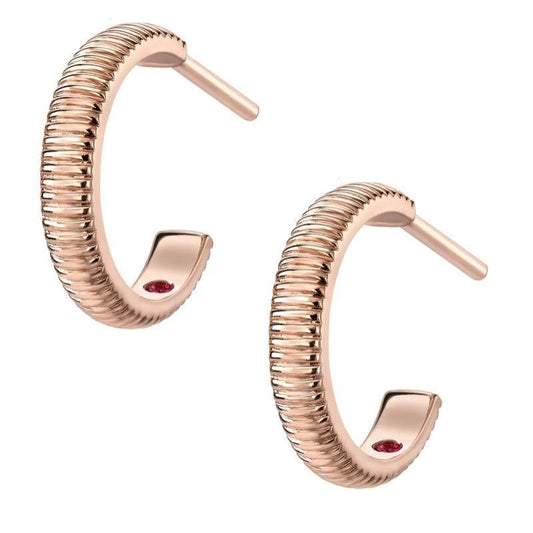 FColours of Love 18ct Rose Gold Fluted Hoop Earrings