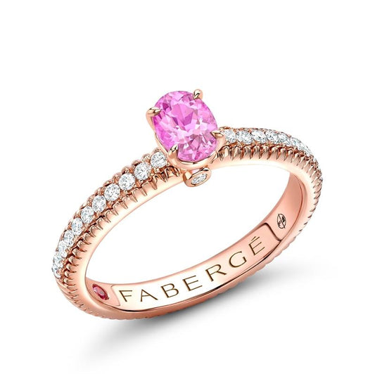 FColours of Love 18ct Rose Gold Pink Sapphire .21ct Diamond Fluted Ring