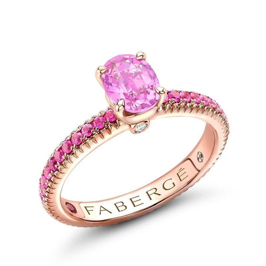 FColours of Love 18ct Rose Gold Pink Sapphire Fluted Ring