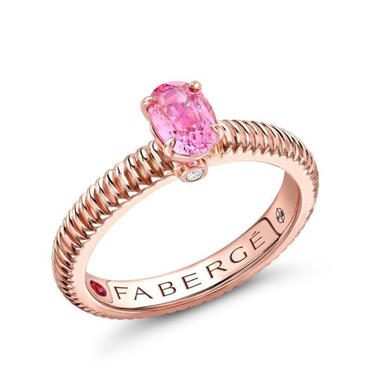 FColours of Love 18ct Rose Gold Pink Sapphire Fluted Ring