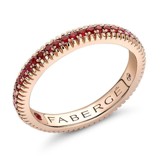 FColours of Love 18ct Rose Gold Ruby Fluted Band Ring