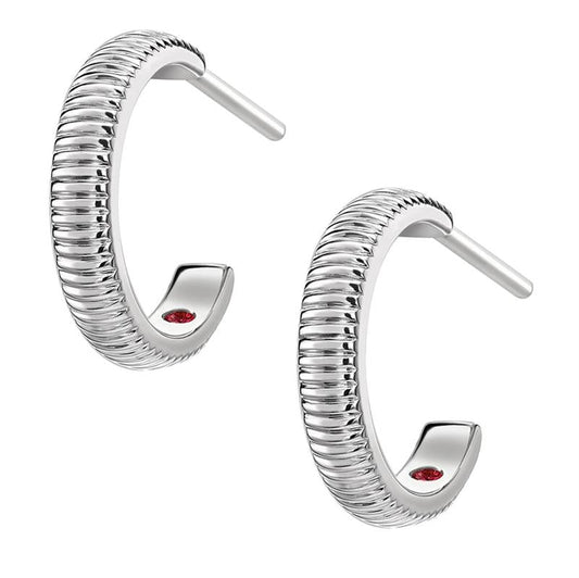 FColours of Love 18ct White Gold Fluted Hoop Earrings