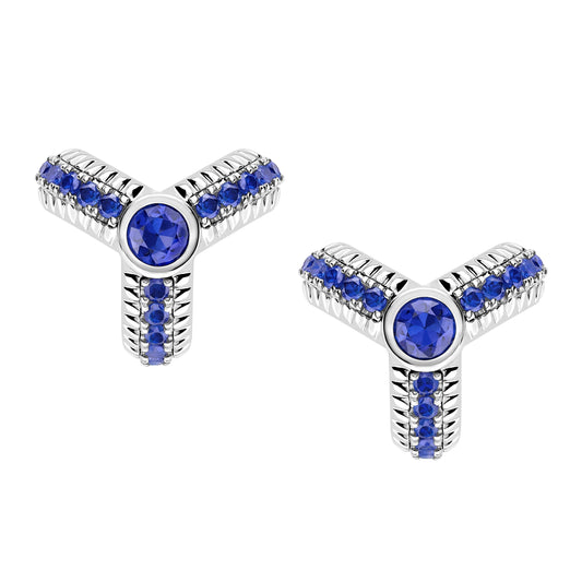 FColours of Love 18ct White Gold Sapphire Fluted Trio Earrings