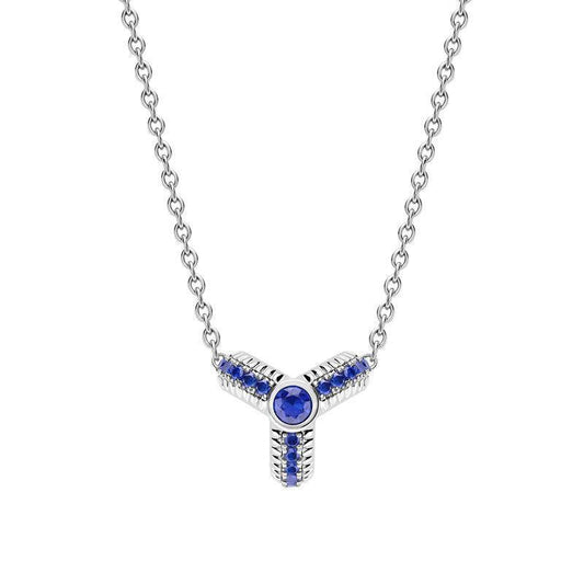 FColours of Love 18ct White Gold Sapphire Fluted Trio Necklace