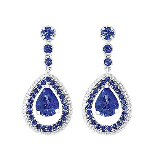 FColours of Love 18ct White Gold Sapphire Pave Drop Earrings