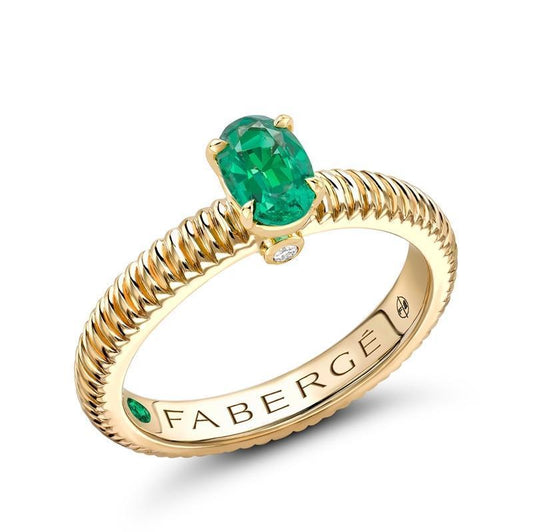 FColours of Love 18ct Yellow Gold Emerald Fluted Ring