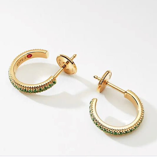 FColours of Love 18ct Yellow Gold Tsavorite Hoop Earrings