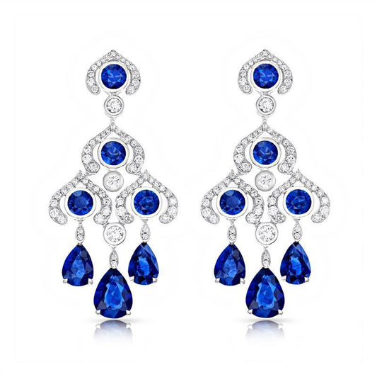 FColours of Love White Gold Sapphire Chandelier Earrings