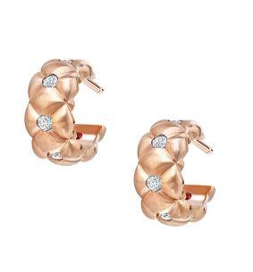 FTreillage 18ct Brushed Rose Gold Diamond Hoop Earrings