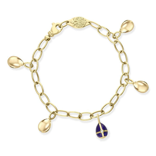 FVictor Mayer 18ct Yellow Gold Diamond Blue Enamel Charm Bracelet