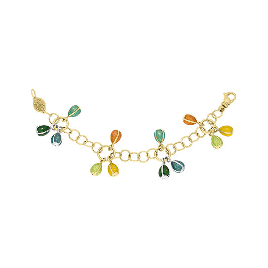 FVictor Mayer 18ct Yellow Gold Multicolour Enamel Egg Charm Bracelet