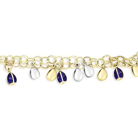 FVictor Mayer 18ct Yellow Gold Royal Blue Enamel Double Egg Chain Bracelet