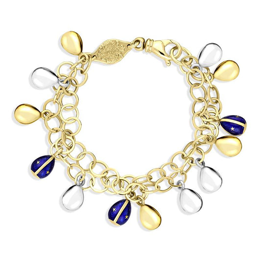 FVictor Mayer 18ct Yellow Gold Royal Blue Enamel Double Egg Chain Bracelet