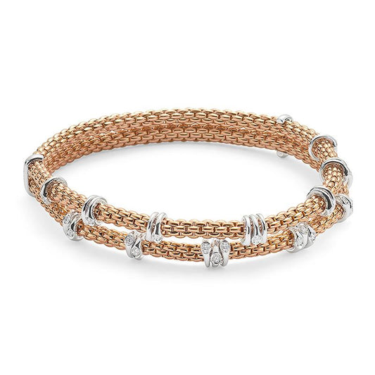 FP Flex'it Prima 18ct Rose Gold .37ct Diamond Two Row Bracelet