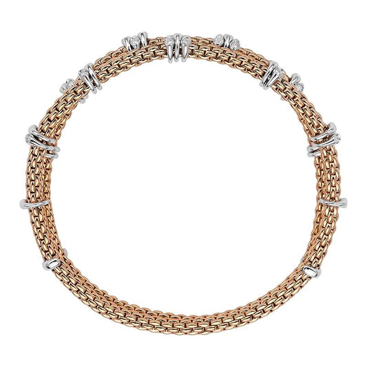 FP Flex'it Prima 18ct Rose Gold .37ct Diamond Two Row Bracelet