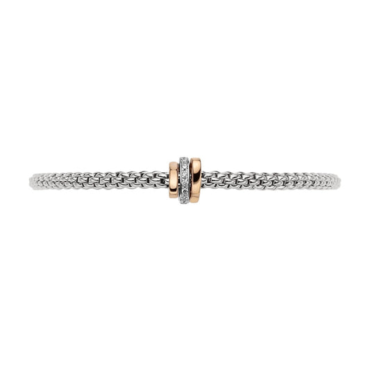 FP Flex'it Prima 18ct White Gold .1ct Diamond Rose Gold Rondelle Bracelet