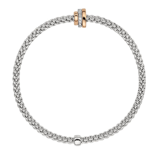 FP Flex'it Prima 18ct White Gold .1ct Diamond Rose Gold Rondelle Bracelet