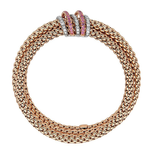 FP Flex'it Solo 18ct Rose Gold .66ct Pink Sapphire Diamond Bracelet