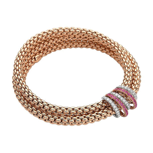 FP Flex'it Solo 18ct Rose Gold .66ct Pink Sapphire Diamond Bracelet