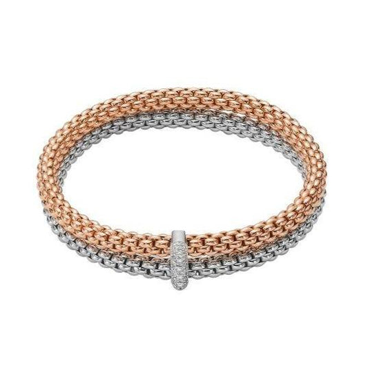 FP Flex'it Solo 18ct White Rose Gold .22ct Diamond Double Bracelet