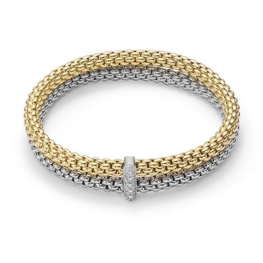 FP Flex'it Solo 18ct White Yellow Gold .22ct Diamond Double Bracelet