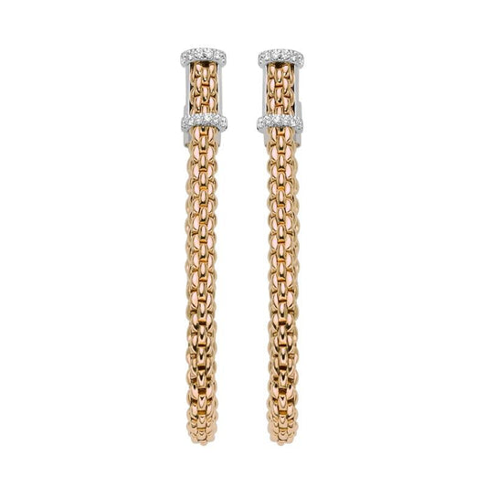 FP Flexit Essentials 18ct Rose Gold Diamond Medium Mesh Chain Earrings