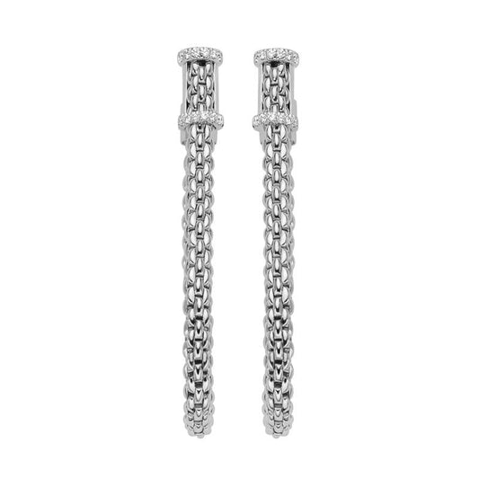 FP Flexit Essentials 18ct White Gold Diamond Medium Mesh Chain Earrings