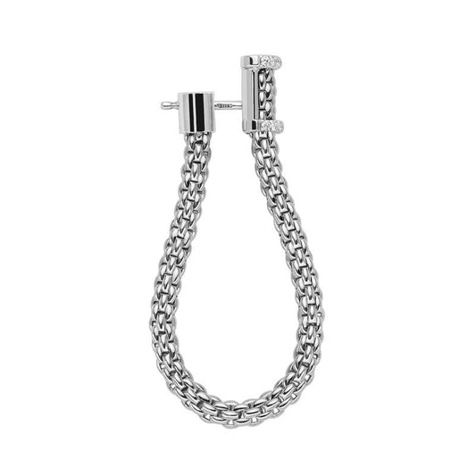 FP Flexit Essentials 18ct White Gold Diamond Medium Mesh Chain Earrings